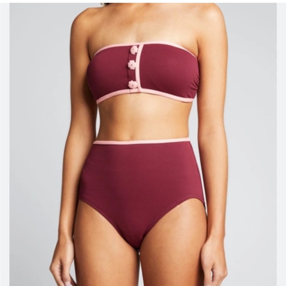 Kate Spade Contrast Pique Tapered Teo
Piece Bikini Swimsuit Set size M